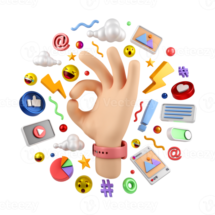 Mídia social e ilustração 3d de marketing digital 11018750 PNG